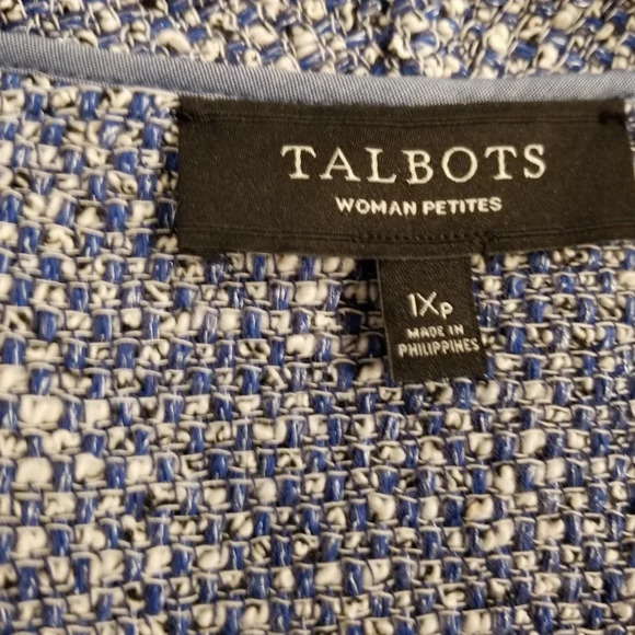 Talbots Open Cardigan Sweater Women's Size 1XP Blue Cotton Long Sleeves Pockets - Picture 3 of 11